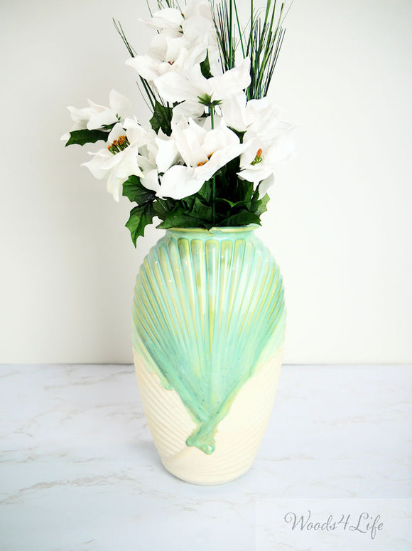Custom Large 12 inch Scalloped Porcelain Vase